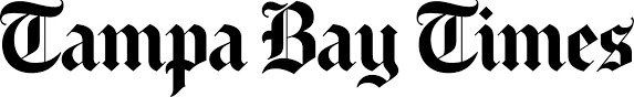 A black and white logo for the tampa bay times