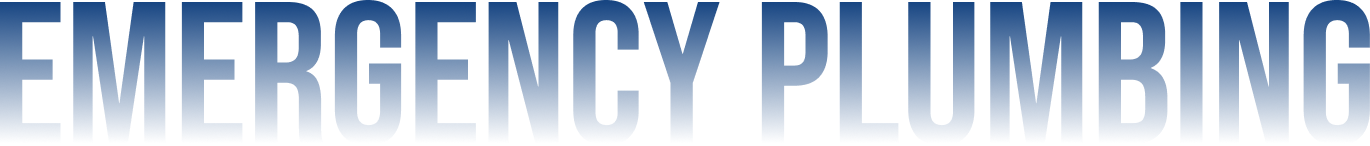 Emergency Plumbing text in large gray-blue letters on a white background.