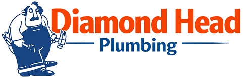 Diamond Head Plumbing logo with a blue plumber illustration and orange-and-blue text