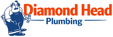 Diamond Head Plumbing logo with a blue plumber illustration and orange-and-blue text
