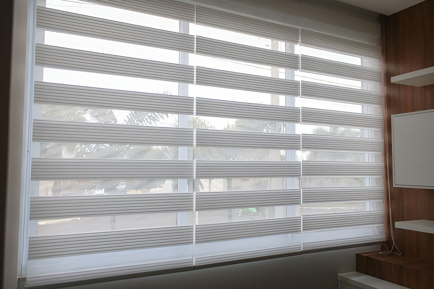 Window With Horizontal Striped Blinds