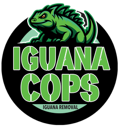 Iguana Cops Green iguana over the words