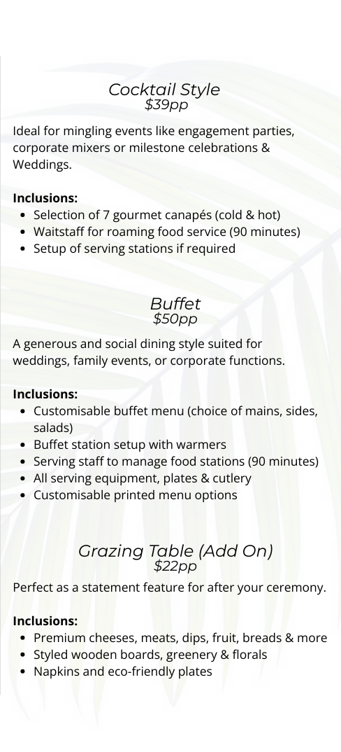 Menu page 2 - CCE — Rustique on the Coast In Ourimbah, NSW