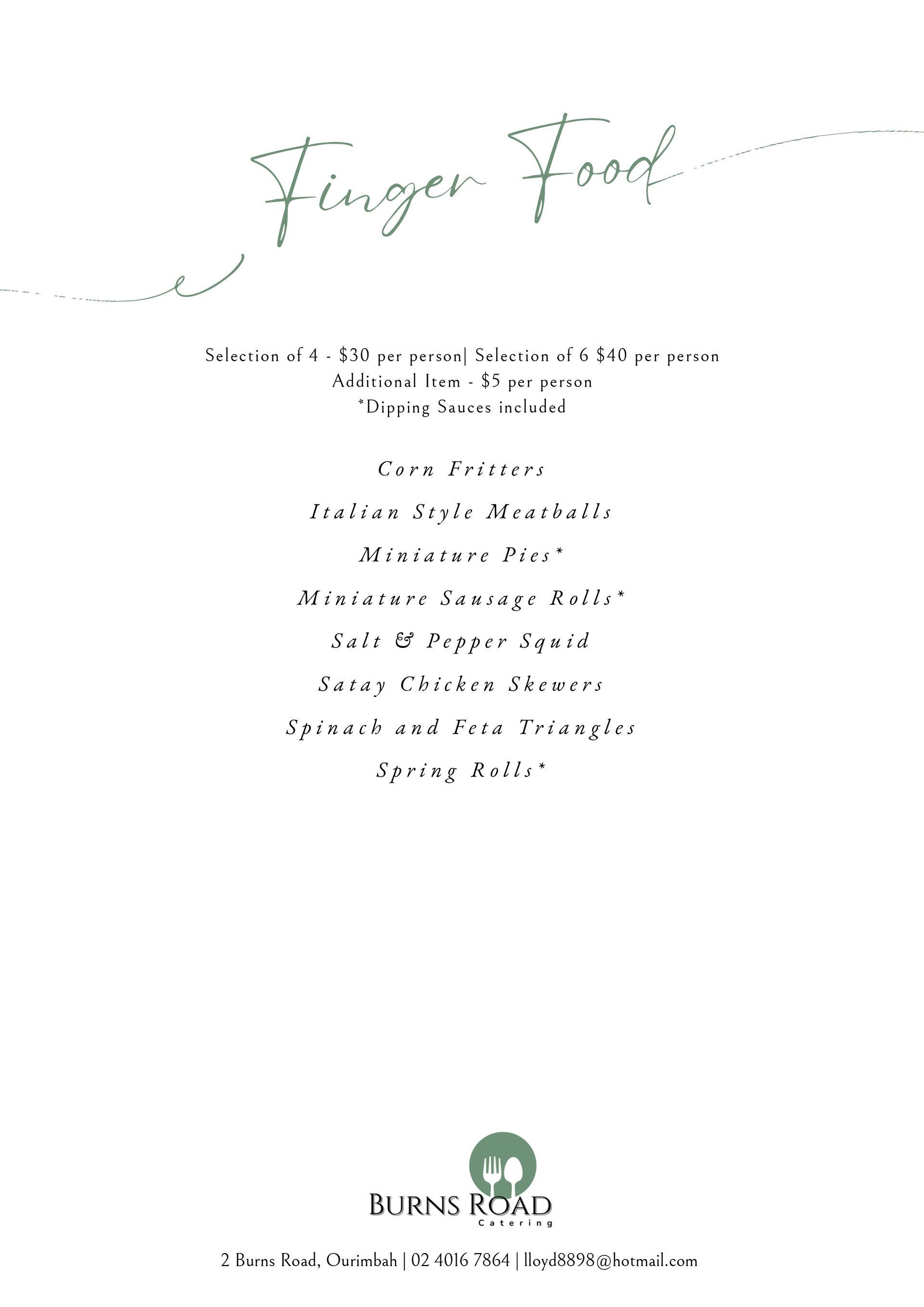 Burns Road Catering Menu 2 — Rustique on the Coast In Ourimbah, NSW