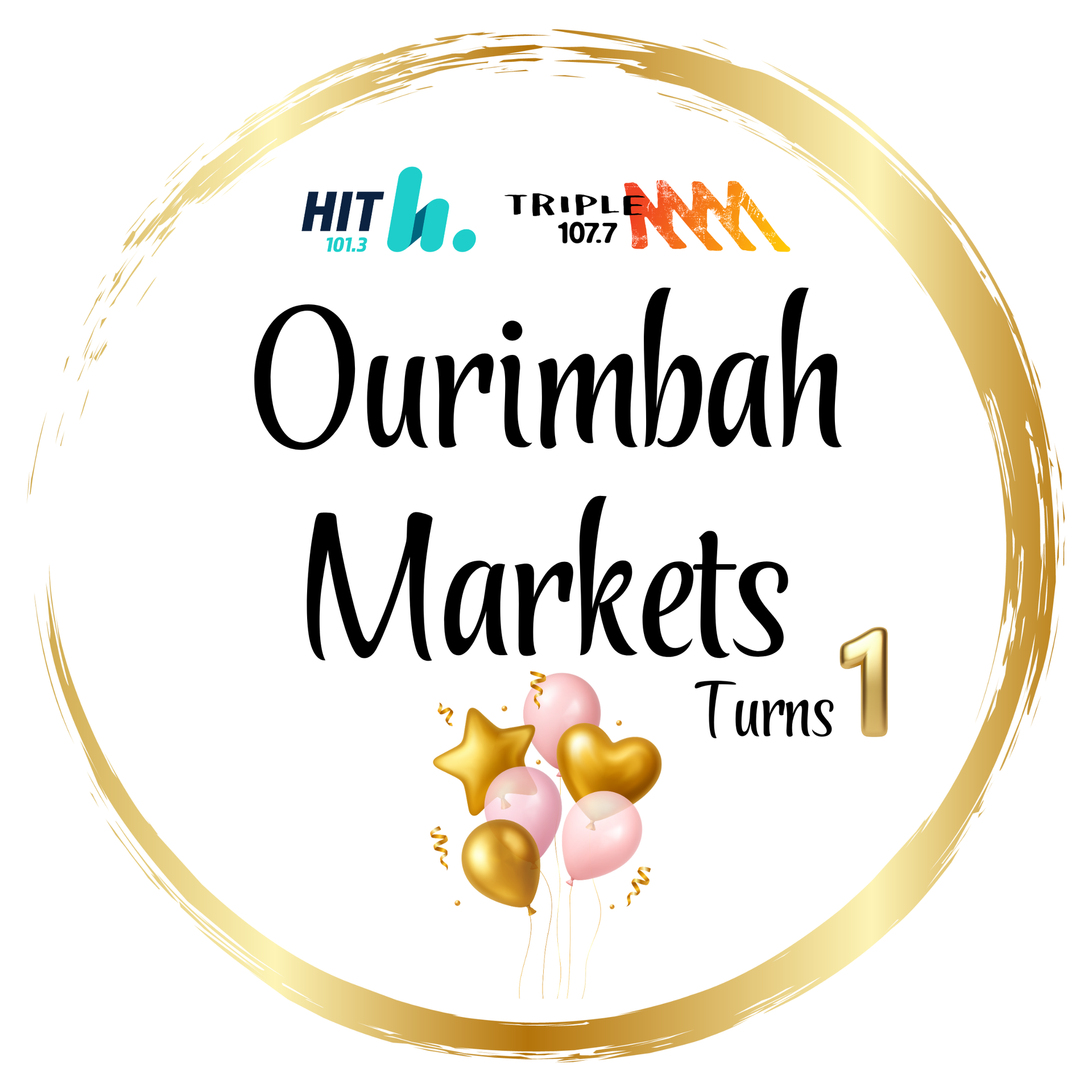 Ourimbah Markets logo: gold-rimmed circle with text 