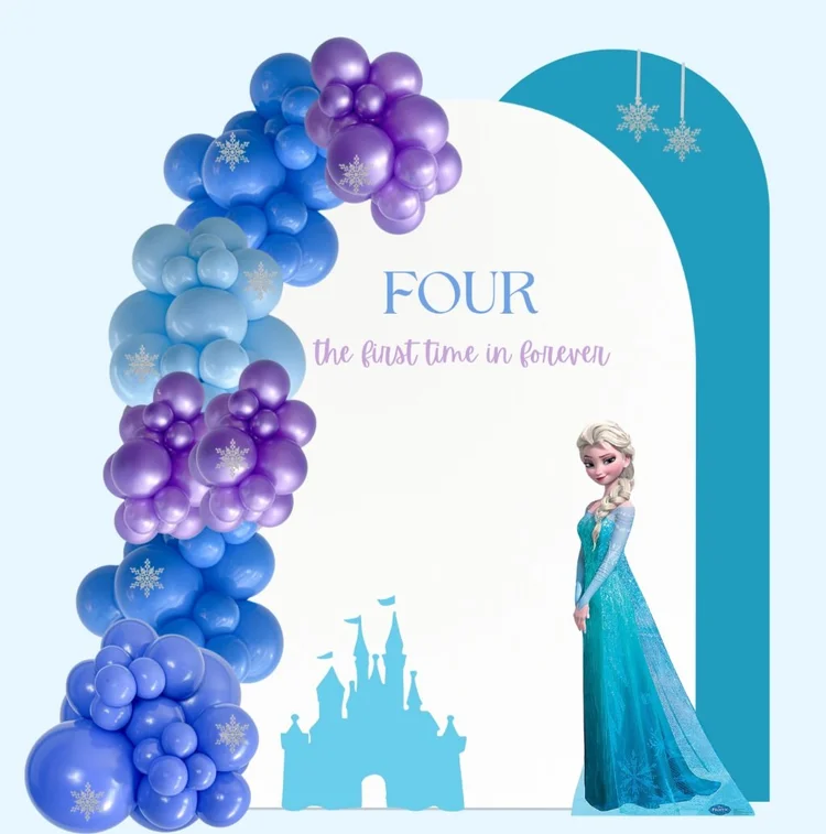 Frozen-themed Birthday Display With Blue and Purple Balloons — Rustique on the Coast In Ourimbah, NSW