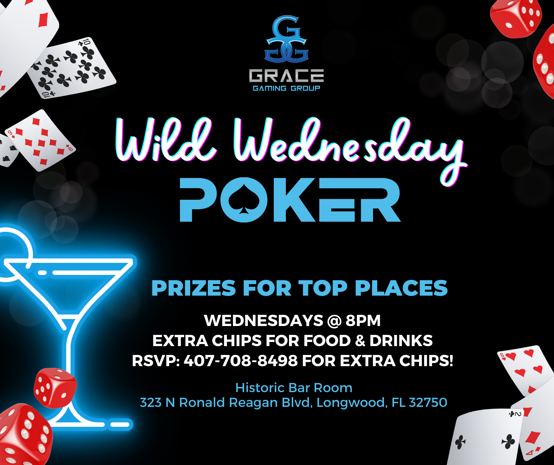 A poster for a wild wednesday poker event.