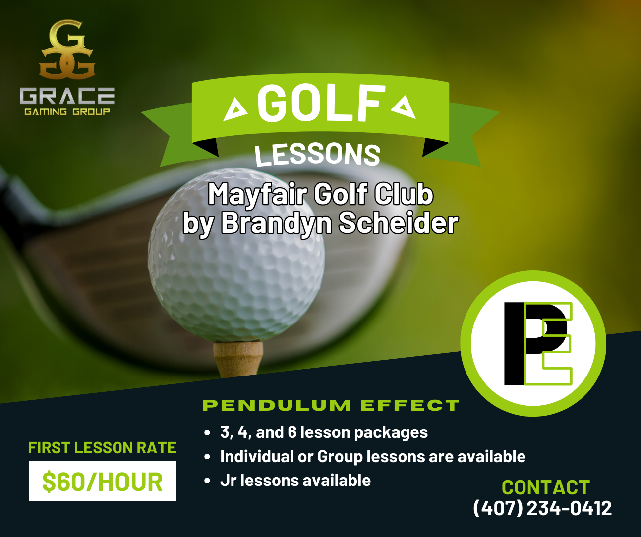 A golf lessons ad for mayfair golf club by brandyn scheider