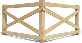 A wooden fence is shown on a white background