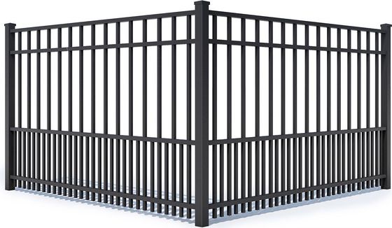 A chain link fence with a gate on a white background.