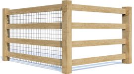 A 3d rendering of a wooden fence with a white background.