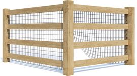 A 3d rendering of a wooden fence with a white background.