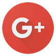 A google plus logo with a long shadow on a red circle.