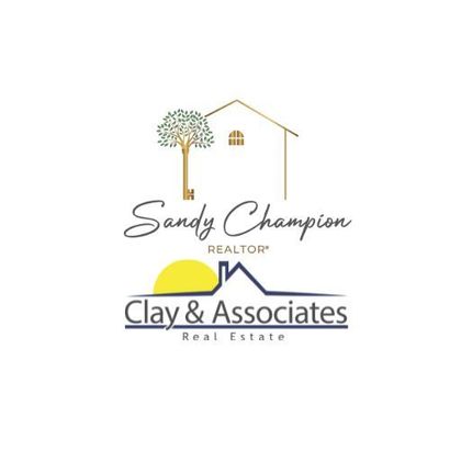 A logo for sandy champion realtor clay & associates real estate