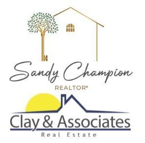 A logo for sandy champion realtor and clay & associates real estate.