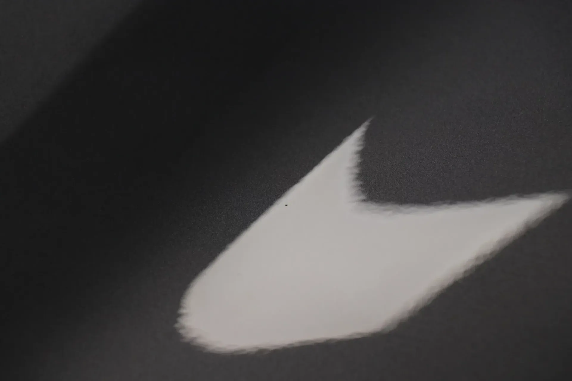 White patch on dark gray, textured surface.