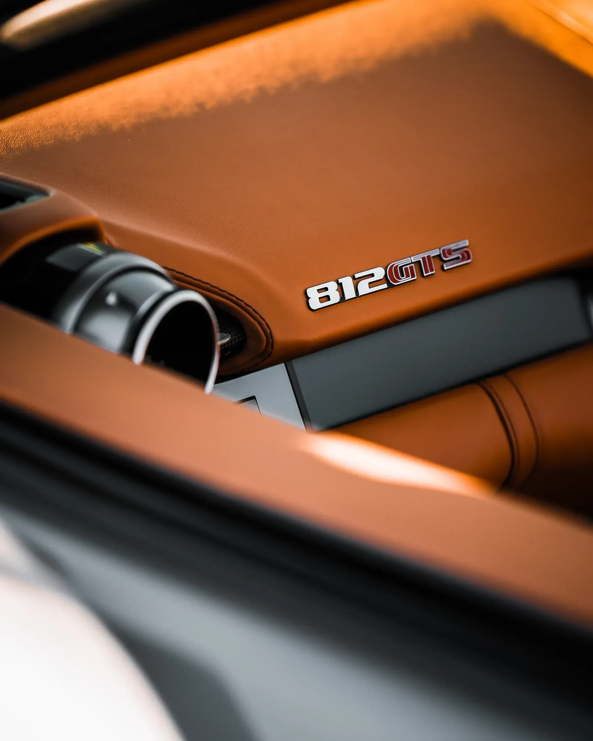 Close-up of a luxury car's interior; features 