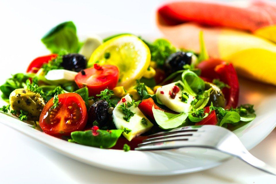 salad with sprinkled olive oil