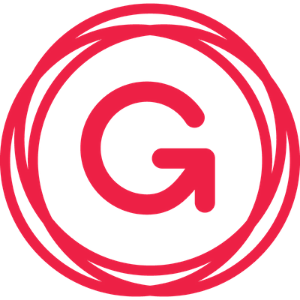 The letter g is in a red circle on a white background.