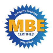 A logo for a minority business enterprise certified enterprise.