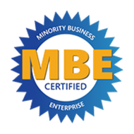 A logo for a minority business enterprise certified enterprise.