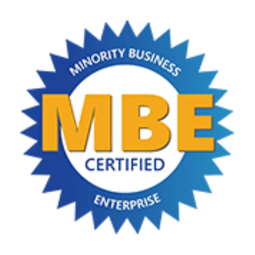 A logo for a minority business enterprise certified enterprise.