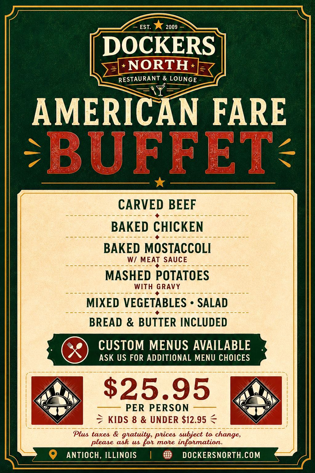 American Fare catering menu