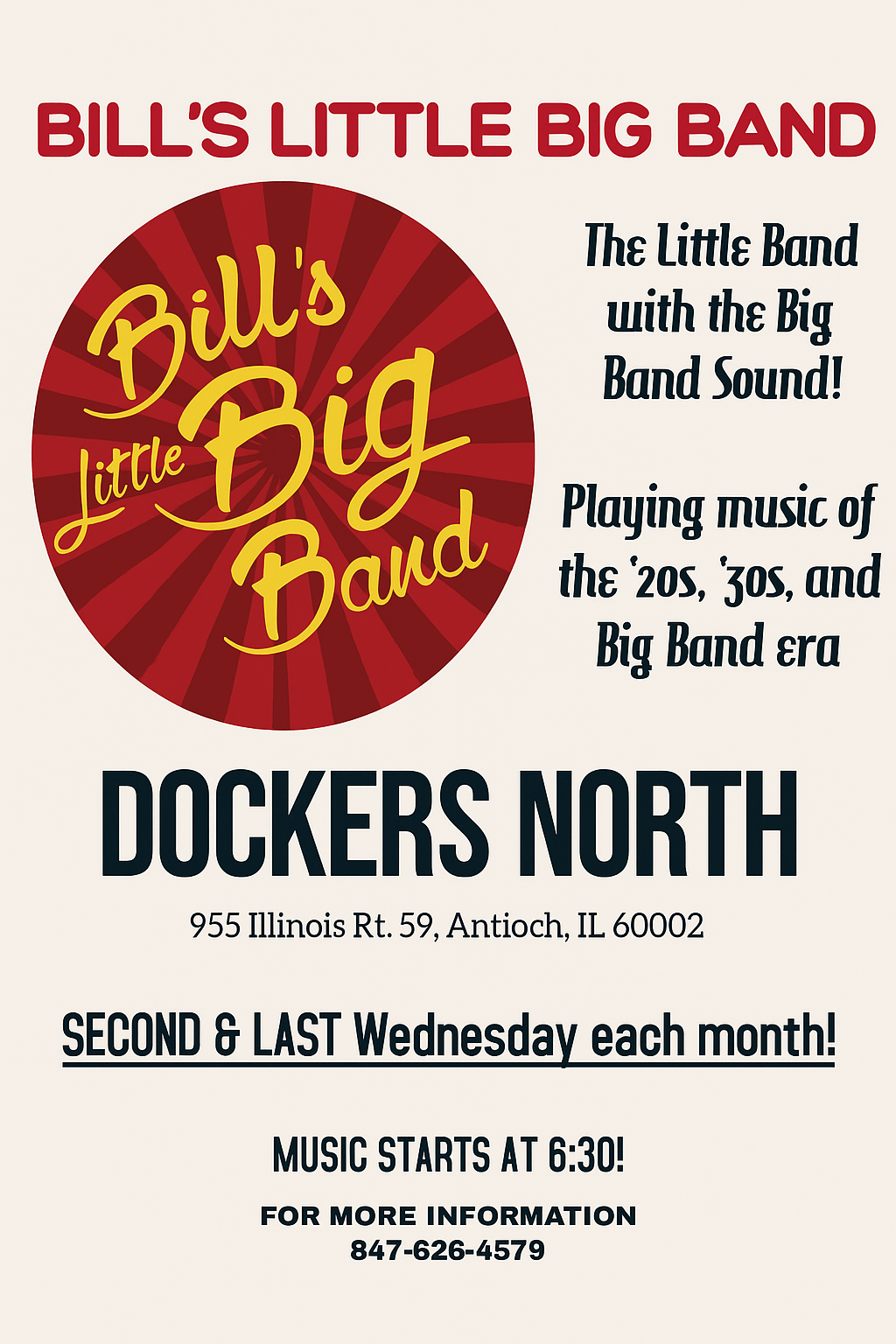 Bill’s Little Big Band flyer