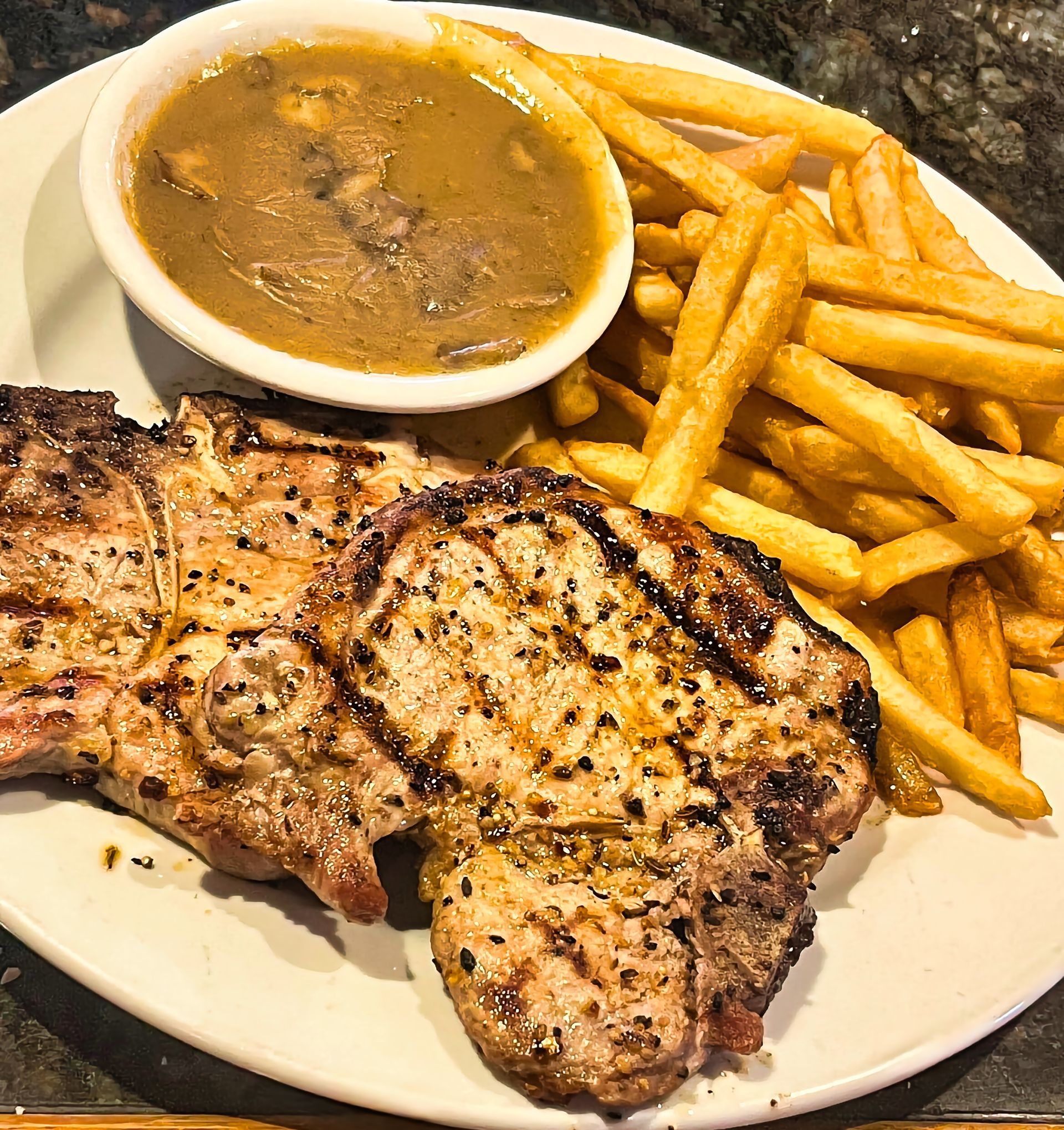 Pork chops entree at Dockers North
