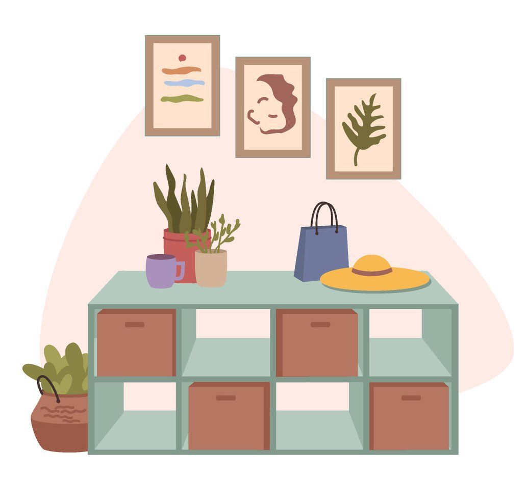 Wohnzimmer Sessel und Pflanze Illustration