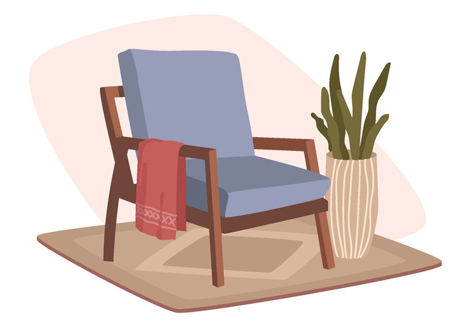 Wohnzimmer Sessel und Pflanze Illustration