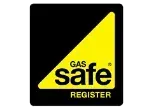 GAS safe REGISTER logo in yellow and black triangle on a black square