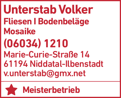 An advertisement for unterstab volker fliesen i bodenbeläge mosaike