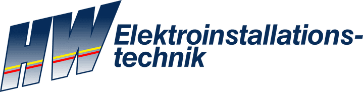Ein Logo für hw elektroinstallations technik mit blauem Hintergrund