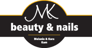 Ein schwarz-weißes Logo für MK Beauty and Nails