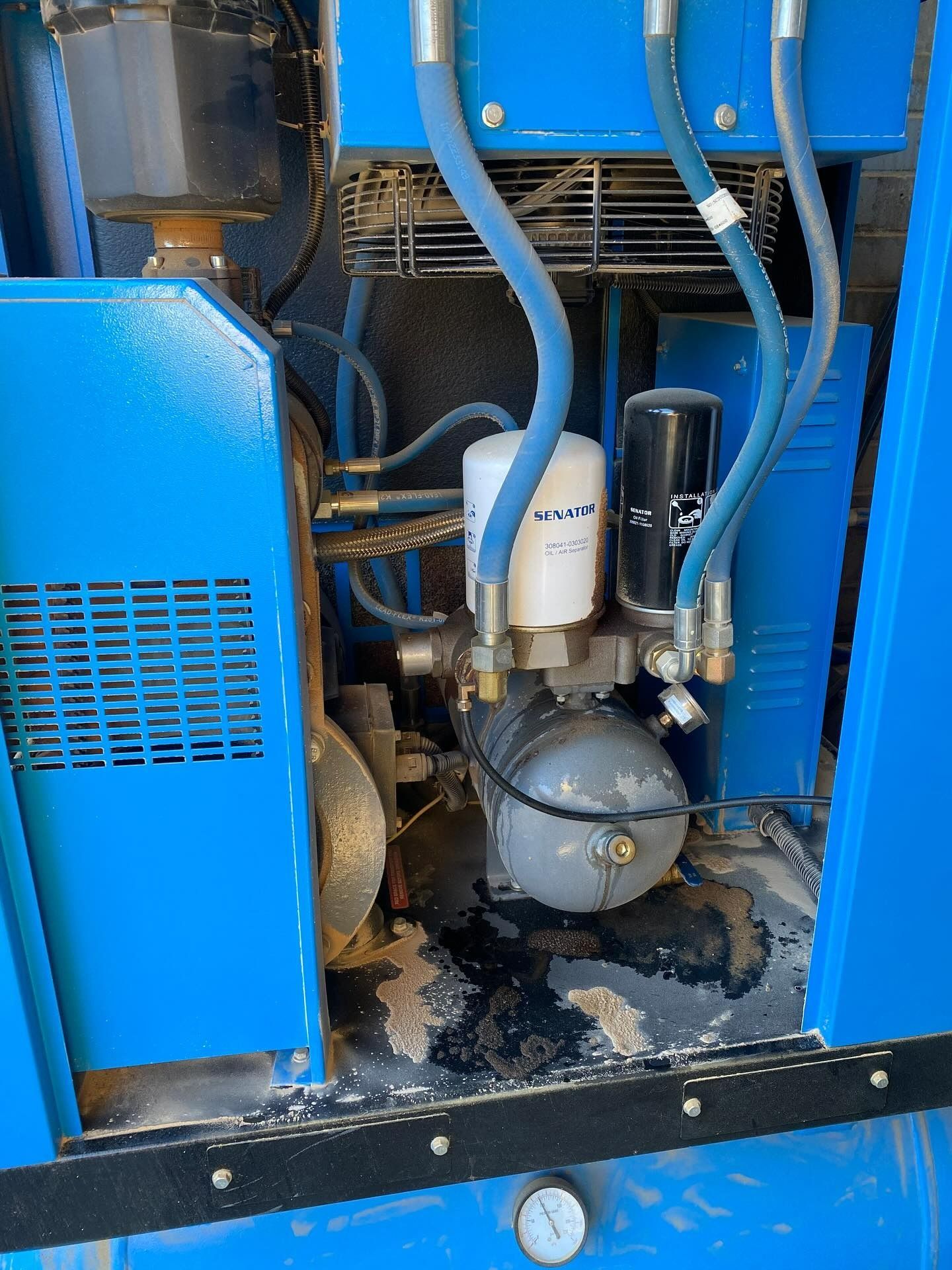 Blue Industrial Machinery and a Gray Pressure Tank Inside — Air & Lift Gear in Buderim, QLD