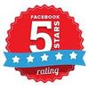 A facebook 5 stars rating badge with a blue ribbon.