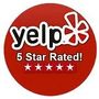 A yelp logo that has been rated 5 stars.