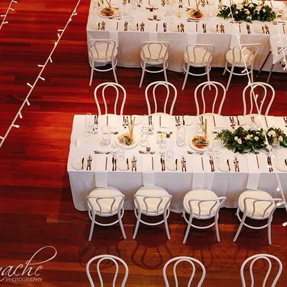 An Aerial View of a Long Table Set for a Wedding Reception — Hello Poppy Lane Florist in Rutherglen, NSW