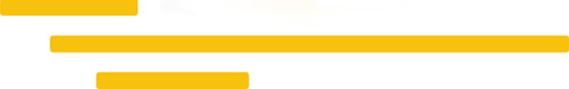 Drei horizontale gelbe Balken unterschiedlicher Länge, die vertikal angeordnet sind.