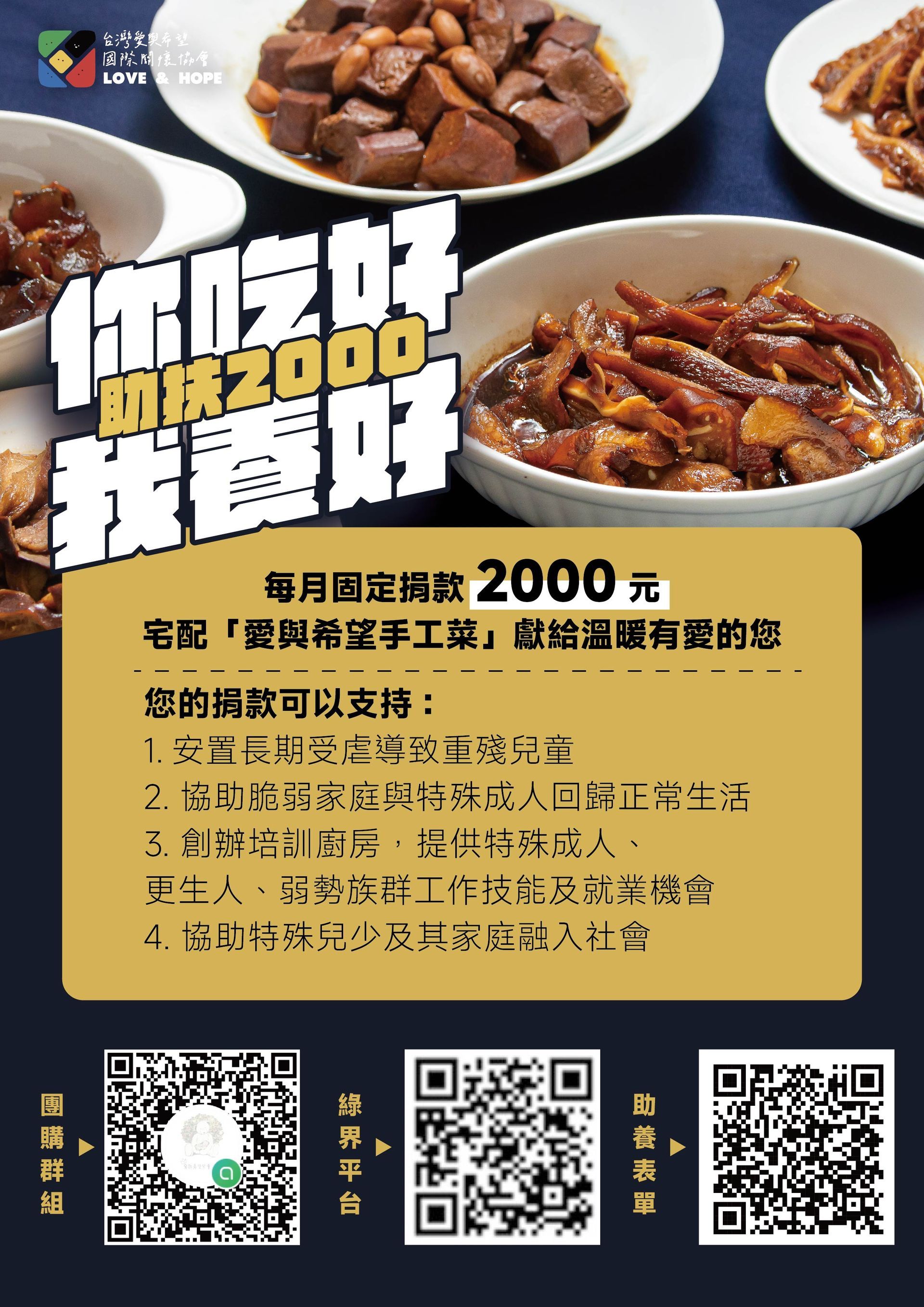 助扶2000方案 「你吃好 我養好」助養單