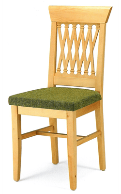 Sedia classica in legno con imbottitura verde