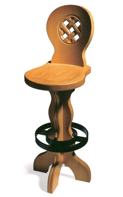 Sgabello in legno con poggiapiedi