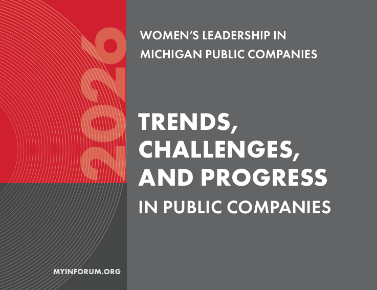 A poster for women 's leadership in michigan public companies 2024