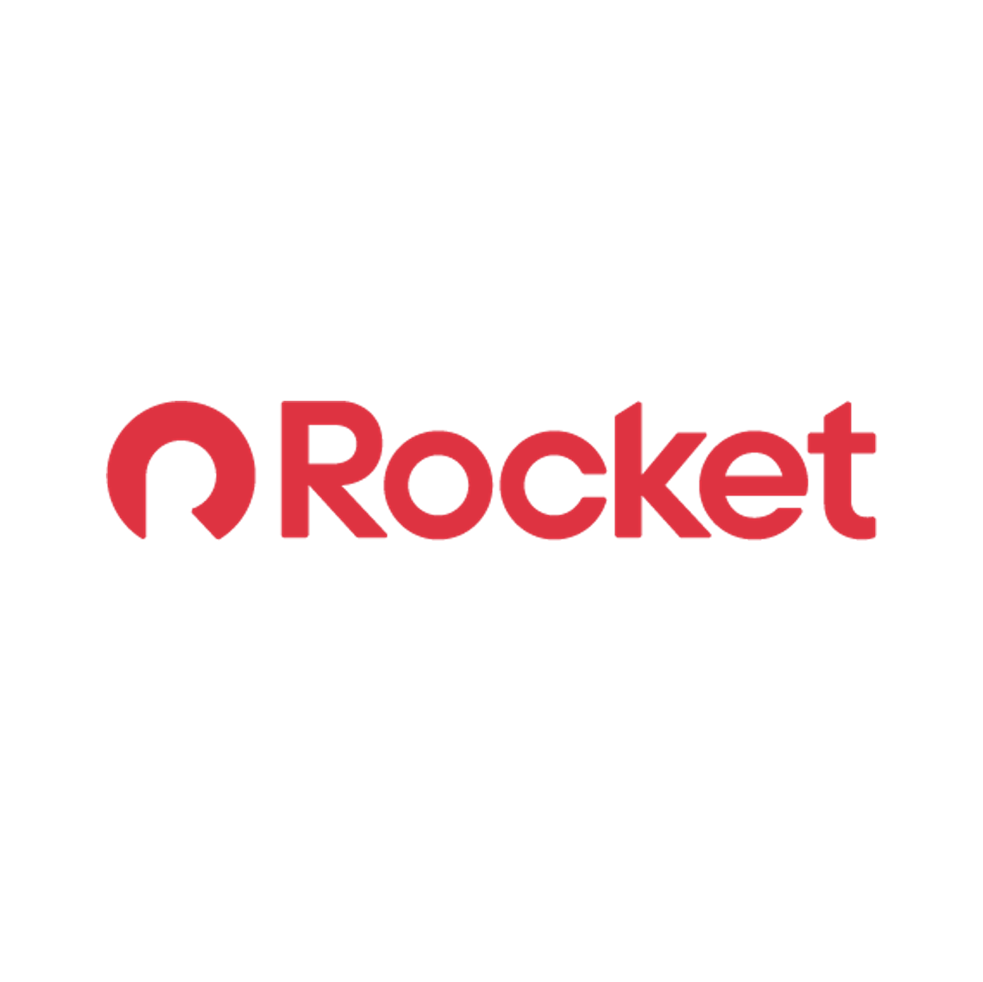 The rocket logo is red and white on a white background.