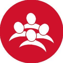 A group of people are standing next to each other in a red circle.