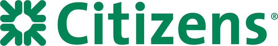 A green and white logo for citizens on a white background