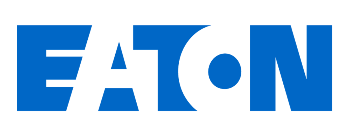 A blue eaton logo on a white background