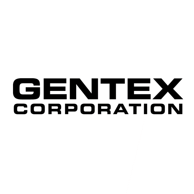 A black and white logo for gentex corporation