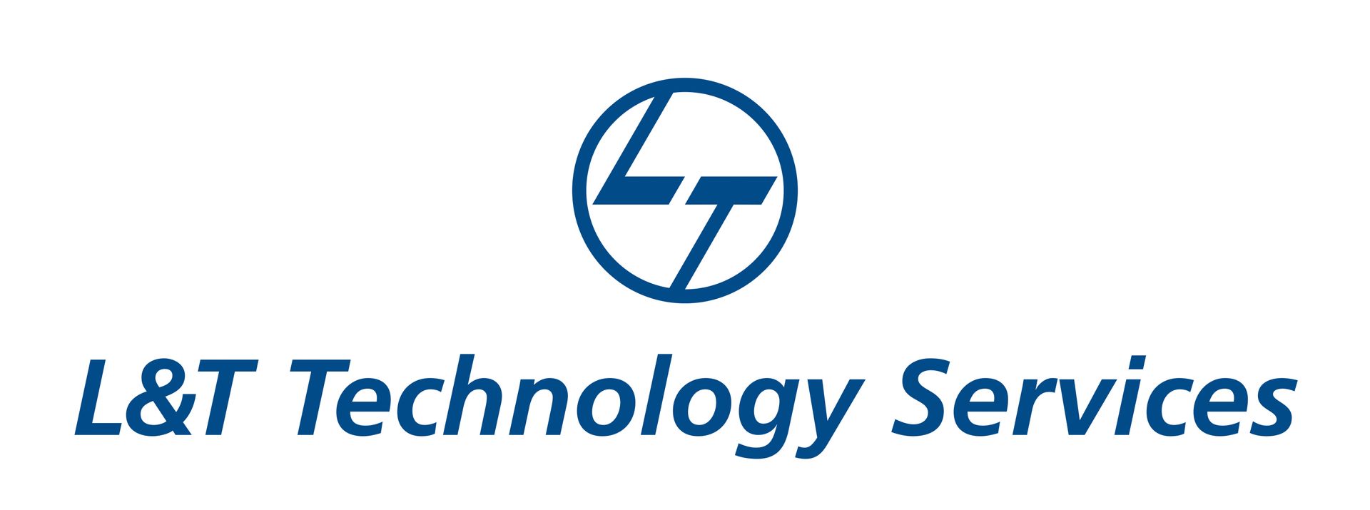 The logo for l & t technology services is blue and white